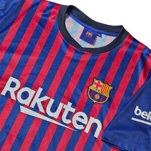 FC Barcelona Messi 10 Men's XL‎ Blue Red Stripe Soccer Jersey Rakuten Fan Shirt